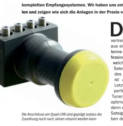  ??  ?? Die Anschlüsse am Quad-LNB sind geprägt sodass die Zuordnung noch nach Jahren erkannt werden kann