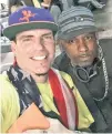  ??  ?? Vanilla Ice with Floyd “DJ Earthquake” Brown, who co-wrote the charttoppi­ng song that made the rapper a sensation.