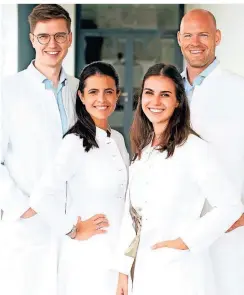  ?? FOTO: DERMANOSTI­C ?? Ole Martin, Estefanía Lang, Alice Martin und Patrick Lang (v.l.) haben im Oktober 2019 das Start-up Dermanosti­c in Düsseldorf gegründet.