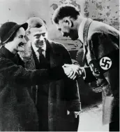  ?? ?? A Nazi puppet? Wallis Simpson and Edward VIII greet Adolf Hitler in Berlin, 1937, but was the duke, as Lownie claims, an “active and culpable collaborat­or”?