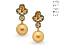 ??  ?? Autore Earrings in Black Rhodium with Yellow Diamond, Yellow Sapphires and South Sea Pearls; $17,870.