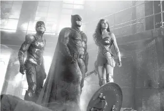  ??  ?? Ezra Miller, Ben Affleck and Gal Gadot star in Justice League, directed by Zack Snyder.