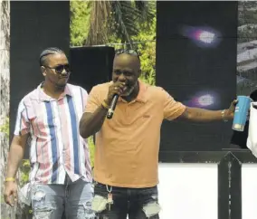 ?? (Photos: Karl Mclarty) ?? Cyclone (left) and Marlon Musique on stage at Rum For Breakfast