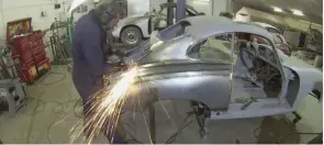  ??  ?? Below: Steve at work, welding the new rear quarters in place