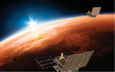  ?? PICTURE: AP/AFRICAN NEWS AGENCY (ANA) ?? DIGGING DIRT: An artist’s impression of the InSight lander on Mars. InSight is designed to give the Red Planet its first thorough check-up since it formed 4.5 billion years ago.