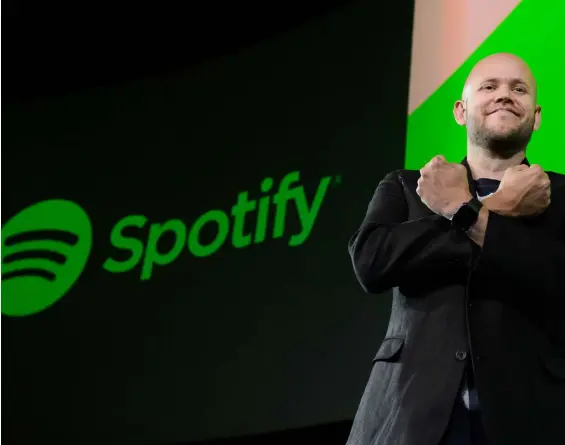  ??  ?? Daniel Ek, chief executive officer and co-founder of music-streaming service Spotify, which began trading on the NYSE last week