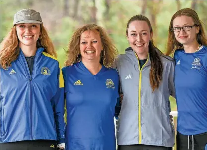  ?? RICK CINCLAIR/TELEGRAM & GAZETTE ?? Karen Pajer of Leicester is running the Boston Marathon with her three daughters. They are, left to right, Michelle Pajer, Karen, Jen Pajer and Kaitlyn Pajer.