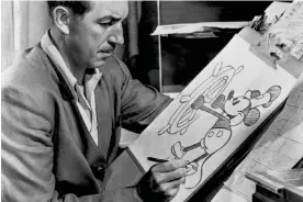  ?? Walt Disney draws Steamboat Willie circa 1943. Photograph: Photo 12/Alamy ??