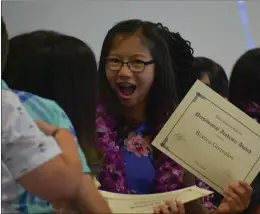  ?? Brennon Dixson/The Signal (See additional photos at signalscv.com) ?? Bianca Gonzales, a student from Albert Einstein Academy, received a Presidenti­al Academic Award for completing the year with a high grade point average.