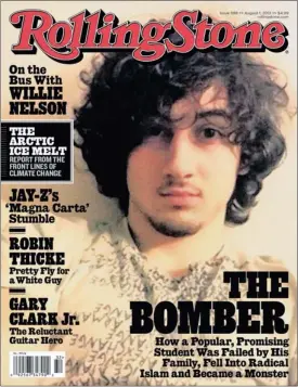  ?? PICTURE: AP ?? GLAMORISED? Boston Marathon bombing suspect Dzhokhar Tsarnaev on the cover of Rolling Stone.