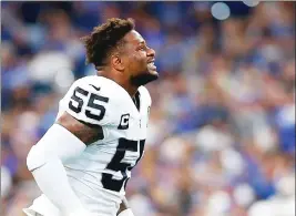  ?? Getty Images/tns ?? Vontaze Burfict of the Oakland Raiders is ejected from the game during game against the Indianapol­is Colts at Lucas Oil Stadium on Sunday.