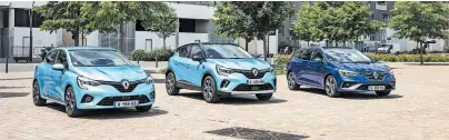  ?? [ Werk] ?? Die neuen Renault-E-Tech-Hybrid-Modelle: der Clio, der Capture und der Megane´ (v. l.).
