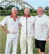  ?? Picture: SUPPLIED ?? BOWLED OVER: The winners of the club’s men’s drawn trips are from left, Bill Wragg, Hein Strombeck (skip) and Nick Oosthuizen.