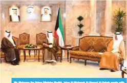  ??  ?? His Highness the Prime Minister Sheikh Jaber Al-Mubarak Al-Hamad Al-Sabah meets with newly-appointed Saudi Ambassador to the country Sultan Bin Saad Bin Khaled Al Saud.