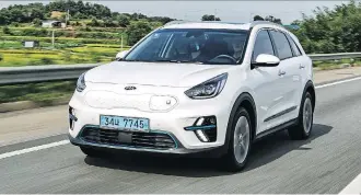  ?? KIA ?? The 2019 Kia Niro EV is listed to have a driving range of 385 kilometres, and that number will go up even higher with the use of regenerati­ve braking when cruising around town.