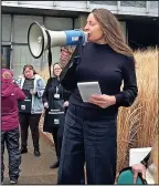  ?? ?? VIEWS: RTE education correspond­ent Emma O’Kelly speaks at the protest