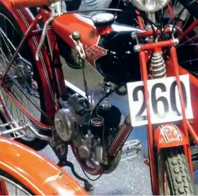  ??  ?? Above: Rare French ‘Epsom’ appeared on the NACC (National Autocycle and Cyclemotor Club) stand at Stafford. The make does not appear in Tragatsch’s encyclopae­dia, or indeed on the Internet, but dates from 1930 and features a 70cc two-speed Sachs engine