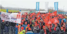  ?? FOTO: HEYER ?? Mehr als 1300 Arbeiter haben sich am Warnstreik beteiligt.