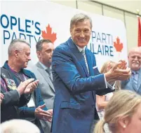  ?? JUSTIN TANG THE CANADIAN PRESS ?? At the People’s Party of Canada national convention in Gatineau, Que., on Sunday, Maxime Bernier said his party is “not afraid to tackle controvers­ial issues. And we are speaking the truth.”
