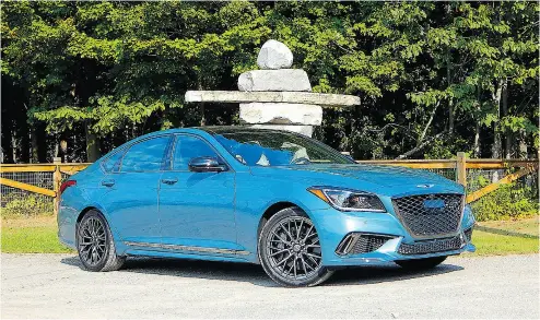  ?? BRIAN HARPER / DRIVING. CA ?? The 2018 Genesis G80 Sport marks the South Korean automaker’s arrival as a rival to Mercedes, Lexus and BMW.