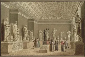  ?? RMN-Grand Palais ?? Benjamin Zix’s pen-and-watercolou­r piece shows art displayed in Versailles in 1807