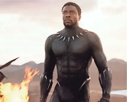  ?? MARVEL STUDIOS/DISNEY VIA AP ?? “Black Panther,” with Chadwick Boseman, makes history for superhero films with its Oscar nod.