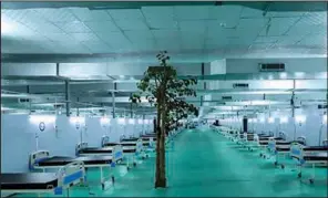  ?? (AP/Amit Sharma) ?? A tree stands Wednesday in a facility normally used for large political rallies in New Delhi but that has now been set up with 500 ICU beds for covid-19 patients.