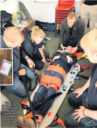  ??  ?? Crew members of the Southport Independen­t Lifeboat have completed a casualty care course; inset, memory cards