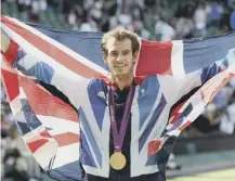  ??  ?? 0 Andy Murray won a gold medal after defeating Roger Federer in the Olympic men’s singles final on this day in 2012