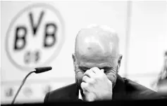  ??  ?? Dortmund’s Dutch head coach Peter Bosz gives a press conference after the German first division Bundesliga football match of Borussia Dortmund vs SV Werder Bremen on December 9, 2017 in Dortmund, western Germany. - AFP photo