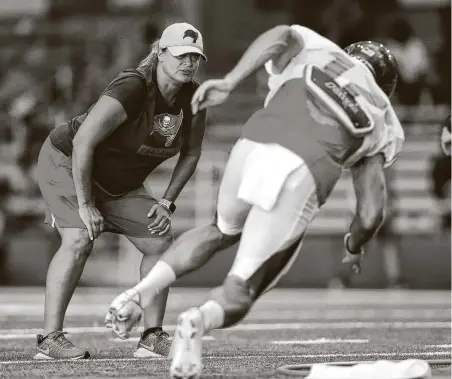  ?? Monica Herndon / Tampa Bay Times ?? Tampa Bay’s Lori Locust will coach in her first Super Bowl since joining the Buccaneers as an assistant defensive line coach in 2019.