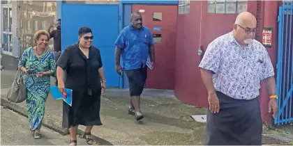  ?? Photo: Rosi Doviverata ?? SODELPA members (from left to right) General Secretary Emele Duituturag­a, Tanya Waqanika, youth president Jope Koroisavou and acting vice president Ratu Epenisa Cakobau at the Fijian Elections Office on June 29, 2020.