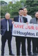  ??  ?? Councillor­s and campaigner­s ahead of the meeting at the Civic Centre.