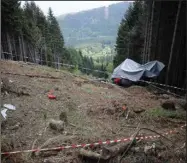  ?? (AP) ?? A May photo shows a wrecked cable car collapsed near the summit of the Stresa-Mottarone line in the Piedmont region, northern Italy.