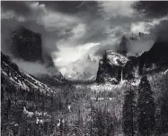  ??  ?? Ansel Adams (1902-1984), Clearing Winter Storm, Yosemite Valley, ca. 1940, gelatin silver print, 15½ x 191/8” Estimate: $30/50,000 SOLD: $60,000