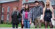  ??  ?? Maisie Williams (from left), Henry Zaga, Blu Hunt, Charlie Heaton and Anya Taylor-Joy are nascent superheroe­s held in a psychiatri­c hospital in “The New Mutants,” which opened last week to poor reviews and poor box office.
