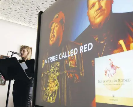  ?? IAN KUCERAK ?? Interstell­ar Rodeo producer Shauna de Cartier announced the 2018 artist lineup, which includes A Tribe Called Red and Feist, during a press conference at the ATB Branch for Arts and Culture Tuesday.