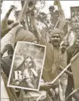 ?? PTI ?? A Rashtriya Rajput Karni Sena protest against the release of Padmavati