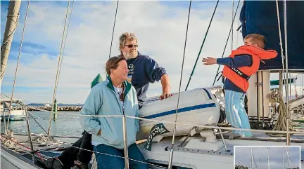  ??  ?? Jan and Tony Braddock watch their 3-year-old grandson, Blake, demonstrat­e his sailing moves. The Braddocks have lived on a boat for 22 years, and even raised their two children this way.