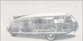  ?? Courtesy of SFMOMA ?? Three wheeled car: American innovator/inventor Buckminste­r Fuller’s Dymaxion Car of 1933 rode on three wheels, seated 11 passengers and got 30 mpg.
