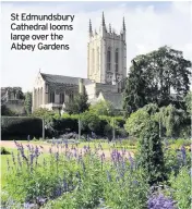  ??  ?? St Edmundsbur­y Cathedral looms large over the Abbey Gardens