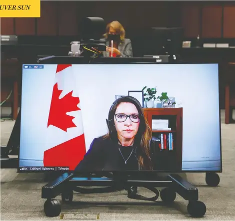  ?? PATRICK DOYLE / REUTERS ?? Katie Telford, chief of staff to Prime Minister Justin Trudeau, attends a virtual House of Commons defence committee meeting on sexual misconduct in the armed forces in Ottawa on Friday. She said Trudeau was never informed about the allegation­s against Gen. Jonathan Vance.