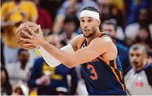  ?? Michael Conroy/Associated Press ?? New York Knicks guard Josh Hart drives up court during the first half of Game 4 against the Indiana Pacers in an NBA second-round playoff series Sunday in Indianapol­is.