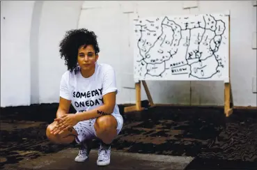  ?? DEMETRIUS FREEMAN — THE NEW YORK TIMES ?? Artist Shantell Martin shown in Brooklyn on July 2. Martin was among artists asked to quickly create a Black Lives Matter mural for Microsoft, while the protests after George Floyd’s killing were “still relevant.”