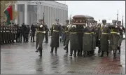  ?? (AP) ?? Members of the Honour Guard carry a coffin with the body of Belarusian Foreign Minister Vladimir Makei on Tuesday during his farewell ceremony at the Central House of Officers in Minsk, Belarus.