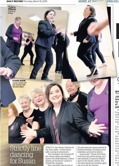  ??  ?? FLOOR SHOW Susan shows off her moves with Seniors team