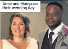  ??  ?? Amie and Munya on their wedding day