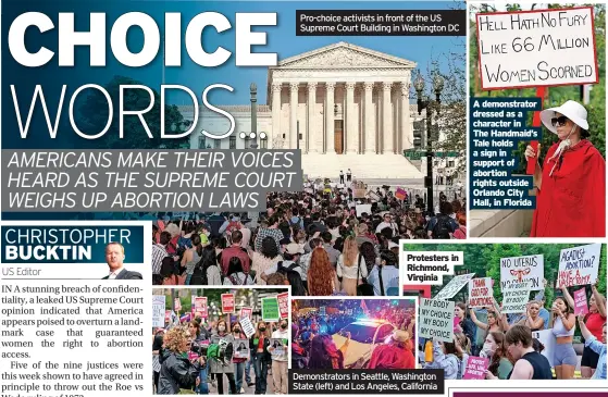  ?? ?? Protesters in Richmond, Virginia
Demonstrat­ors in Seattle, Washington State (left) and Los Angeles, California