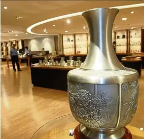  ?? — Filepic ?? Right beneath the Royal Selangor Visitor Centre is a retail sales gallery showcasing a dazzling array of pewter products.