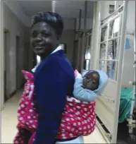  ??  ?? This picture collage shows Sister Charity Matambo (50) of Chinhoyi General Hospital with a patient’s child strapped to her back, Sister Matambo attending to a patient with the baby on her back and a colleague comforting a baby while its mother is...